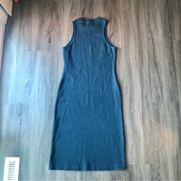 Boden Ribbed Bodycon Midi Dress Dark Blue Size 8P 90s Contemporary High Neck - Picture 5 of 8